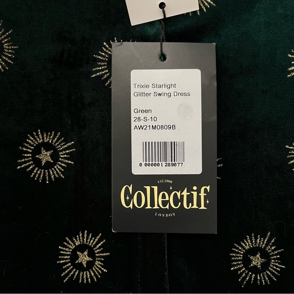 Modcloth × Collectif Trixie Green Velvet
Starlight Glitter Swing Dress - Picture 6 of 7